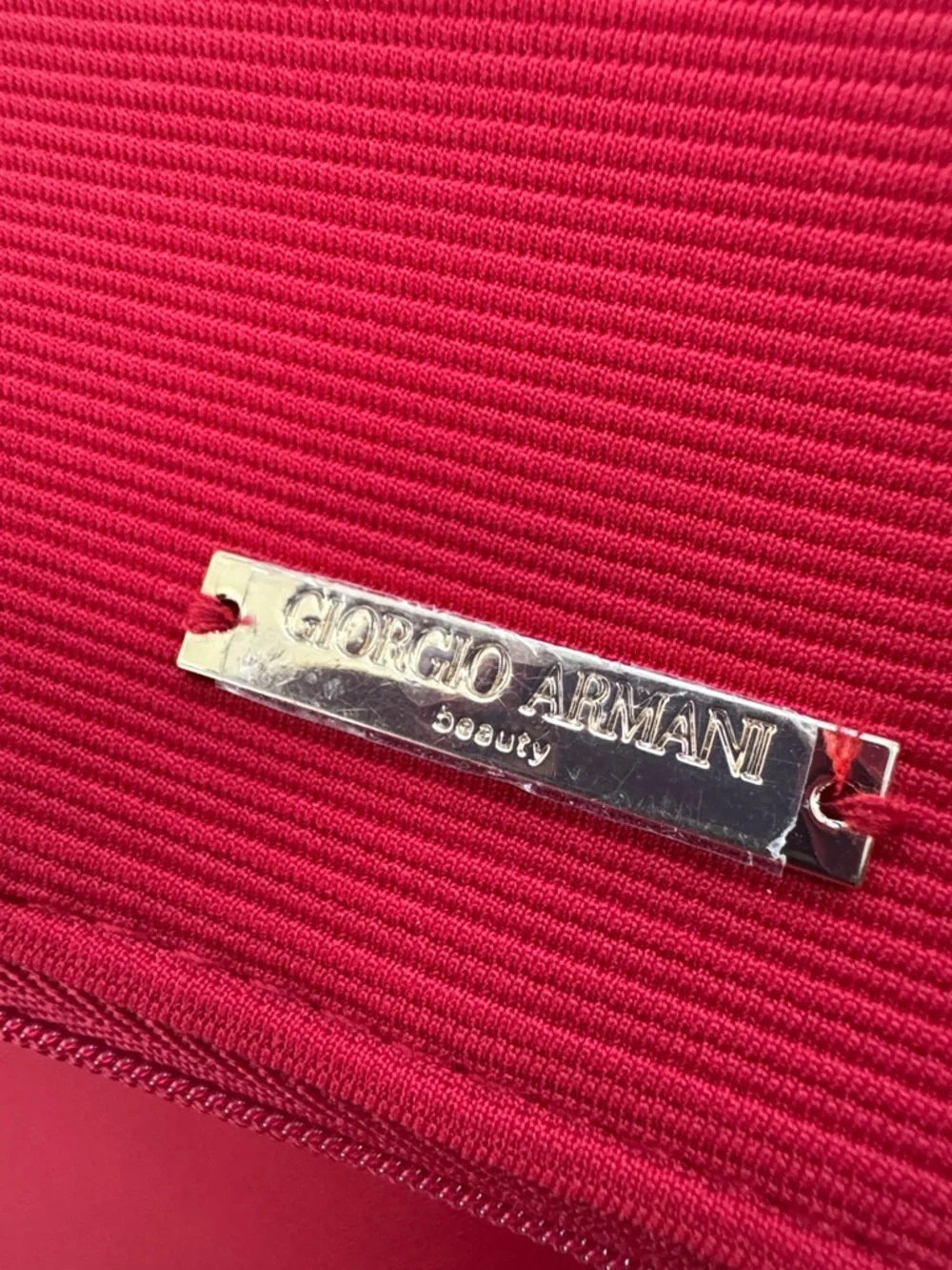 Giorgio Armani Red Wristlet Clutch with Gold Accent